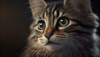 liten sällskapsdjur katt med en anbud uttryck ,generativ ai foto