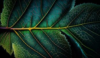 natur skönhet i en symmetrisk blad mönster genererad förbi ai foto