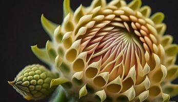 en makro sommar växt gul blomma grön blad genererad förbi ai foto