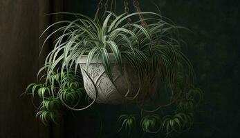 växt blad i grön, stänga upp dekoration design ,generativ ai foto