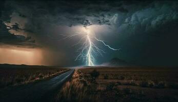 raseri elektricitet, farlig åskväder under mörk himmel ,generativ ai foto