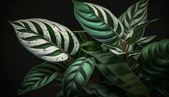 grön lövverk vattenfärg målad vibrerande organisk tillväxt genererad förbi ai foto