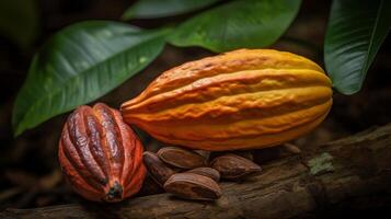 värld choklad dag juli 07 kakao frukt generativ ai foto