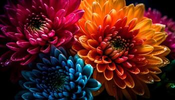 vibrerande mång färgad daisy bukett, en gåva av natur skönhet genererad förbi ai foto