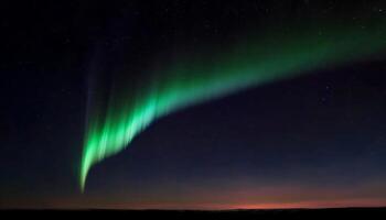 natt himmel upplyst förbi mång färgad aurora över majestätisk berg räckvidd genererad förbi ai foto