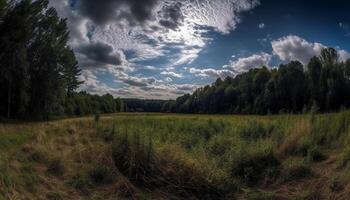 en lugn solnedgång över de berg räckvidd, reflekterande på vatten genererad förbi ai foto