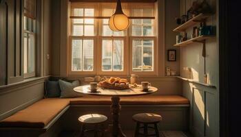 lyx dining rum med elegant modern design genererad förbi ai foto