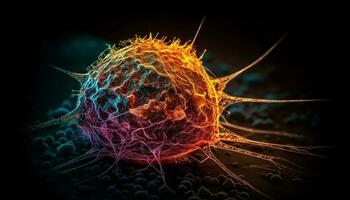 hög skala förstoring avslöjar cancer celler' anatomi genererad förbi ai foto