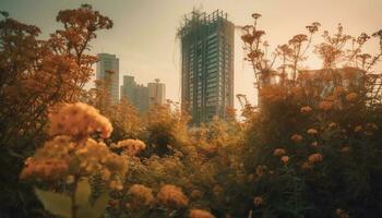 skyskrapa silhuett speglar skönhet av urban natur genererad förbi ai foto