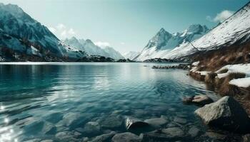 korsar de majestätisk arktisk berg räckvidd, äventyr väntar genererad förbi ai foto