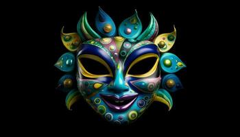 mång färgad masker av inhemsk kultur fira tradition genererad förbi ai foto