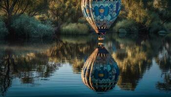 varm luft ballong speglar skönhet i natur genererad förbi ai foto