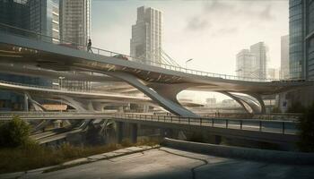 modern stad horisont broar förbindelse till framtida utveckling genererad förbi ai foto