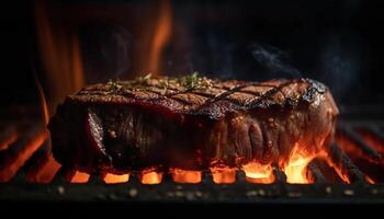 saftig ländstycke, röding grillad till fullkomlighet utomhus genererad förbi ai foto