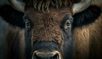 svart nötkreatur betning i natur skönhet genererad förbi ai foto