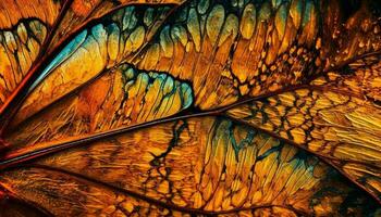 vibrerande flerfärgad blad skapar abstrakt djur- fraktal genererad förbi ai foto
