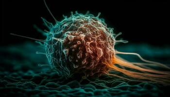 hög skala förstoring visar cancer- cell strukturera genererad förbi ai foto