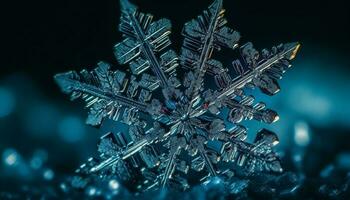skinande is kristall gnistra på vinter- bakgrund genererad förbi ai foto