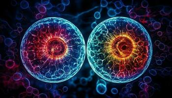 lysande organisk celler avslöja dold vetenskaplig mönster genererad förbi ai foto