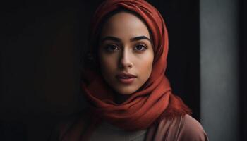 de elegant skönhet ung kvinnor i hijab genererad förbi ai foto