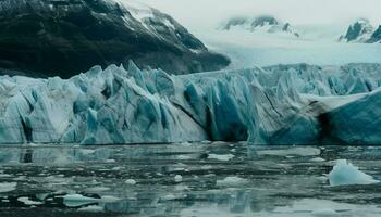 frysta arktisk landskap majestätisk berg toppar och is floes genererad förbi ai foto