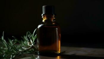 lugnande aromaterapi olja från naturlig ört- medicin genererad förbi ai foto