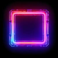 neon cyber ram social media posta attrapp med kristallin rektangel och banderoll täcka över generativ ai foto