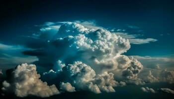 fluffig stackmoln moln punkt vibrerande blå himmel genererad förbi ai foto