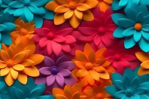 skön 3d färgrik blommor, fuchsia kricka orange blommor Färg. ai generativ foto
