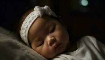 ny liv, lugn bebis sovande i filt genererad förbi ai foto