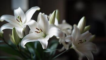 färsk frangipani blomma, elegans i natur gåva genererad förbi ai foto