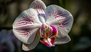 fick syn på fjäril orkide, skönhet i natur elegans genererad förbi ai foto