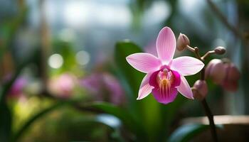 utsmyckad fjäril orkide blooms med elegans och skönhet genererad förbi ai foto