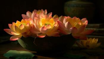 lotus blomma, symbol av lugn och andlighet genererad förbi ai foto