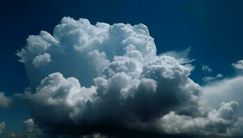 fluffig stackmoln moln flyta i sommar himmel genererad förbi ai foto