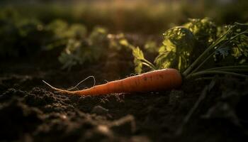 färsk organisk grönsaker vuxen i en rustik bruka genererad förbi ai foto