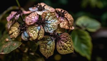 färsk lila hortensia blomma i natur skönhet genererad förbi ai foto