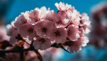 vibrerande körsbär blomma bukett, natur romantisk dekoration genererad förbi ai foto