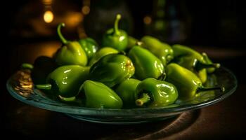 organisk vegetabiliska sallad med mogen chili peppar krydda genererad förbi ai foto