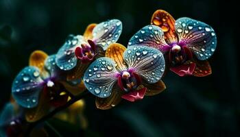 makro fjäril orkide blomma, elegans i natur genererad förbi ai foto