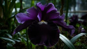 lila orkide blomma, elegans i natur tillväxt genererad förbi ai foto