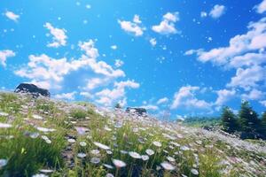 Japan, midsommar, blå himmel, klar himmel. ai generativ foto