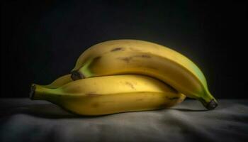 mogen banan, en friska mellanmål, färsk och organisk natur frukt genererad förbi ai foto