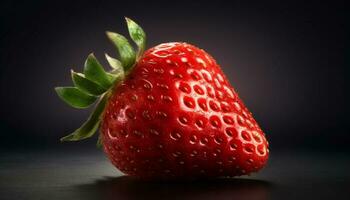 saftig mogen jordgubbe, en friska mellanmål med vibrerande färger genererad förbi ai foto