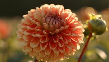 vibrerande mång färgad dahlia blomma, en skönhet i natur trädgård genererad förbi ai foto