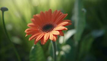 orange daisy blomma i grön äng, natur scen genererad förbi ai foto