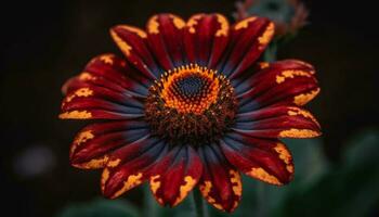 vibrerande gerbera tusensköna, en enda blomma i formell trädgård genererad förbi ai foto