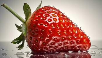 saftig mogen jordgubbe, en ljuv och friska gourmet mellanmål genererad förbi ai foto