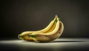 färsk organisk gul banan, en friska mellanmål för vegetarian bantning genererad förbi ai foto
