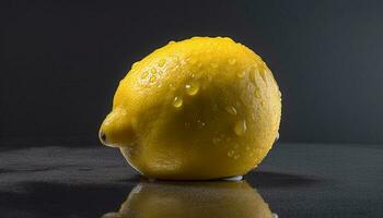 saftig citrus- skiva speglar vibrerande natur, uppfriskande sommar dryck genererad förbi ai foto